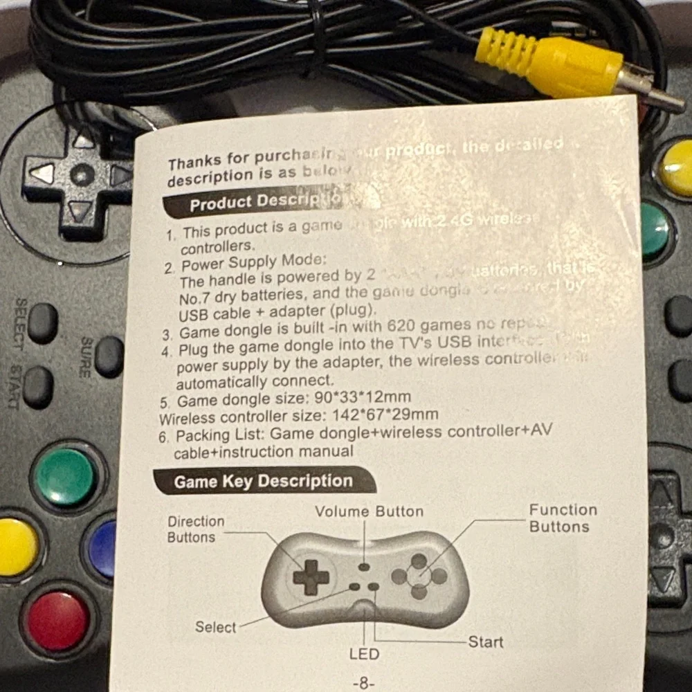 2.4G Wireless Game Dongle with Black Controllers